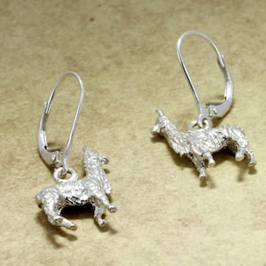 Silver Alpaca Earrings for her , 925 Sterling Silver Suri Alpaca Earrings ,Gift Mom image 2