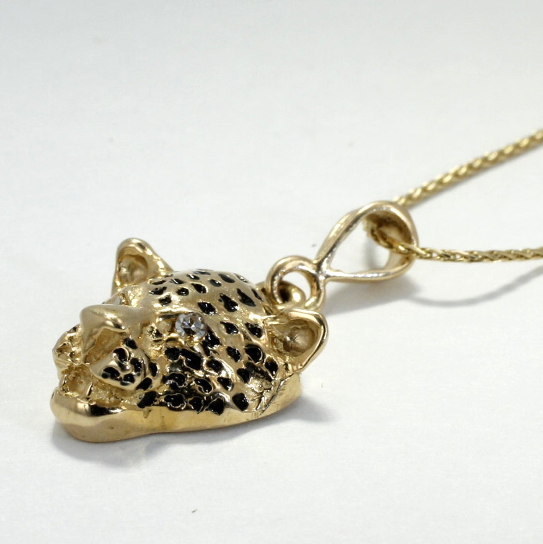 訳あり商品 Necklace, Jaguar Medium Gold 14kt in Necklace Head Jaguar アクセサリー