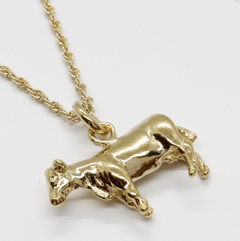 Gold Cow Necklace for Her 14kt Gold Vermeil Cow Necklace Etsy