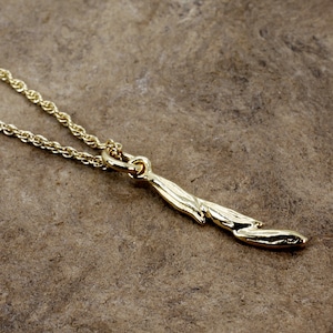Gold Rice Necklace,14kt gold vermeil 3 grain rice necklace gift for her, Rice association gift, rice farm rice grower necklace for girl