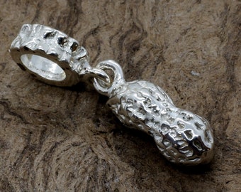 Sterling Silver Whole Peanut Slide Charm: New Mom Gift