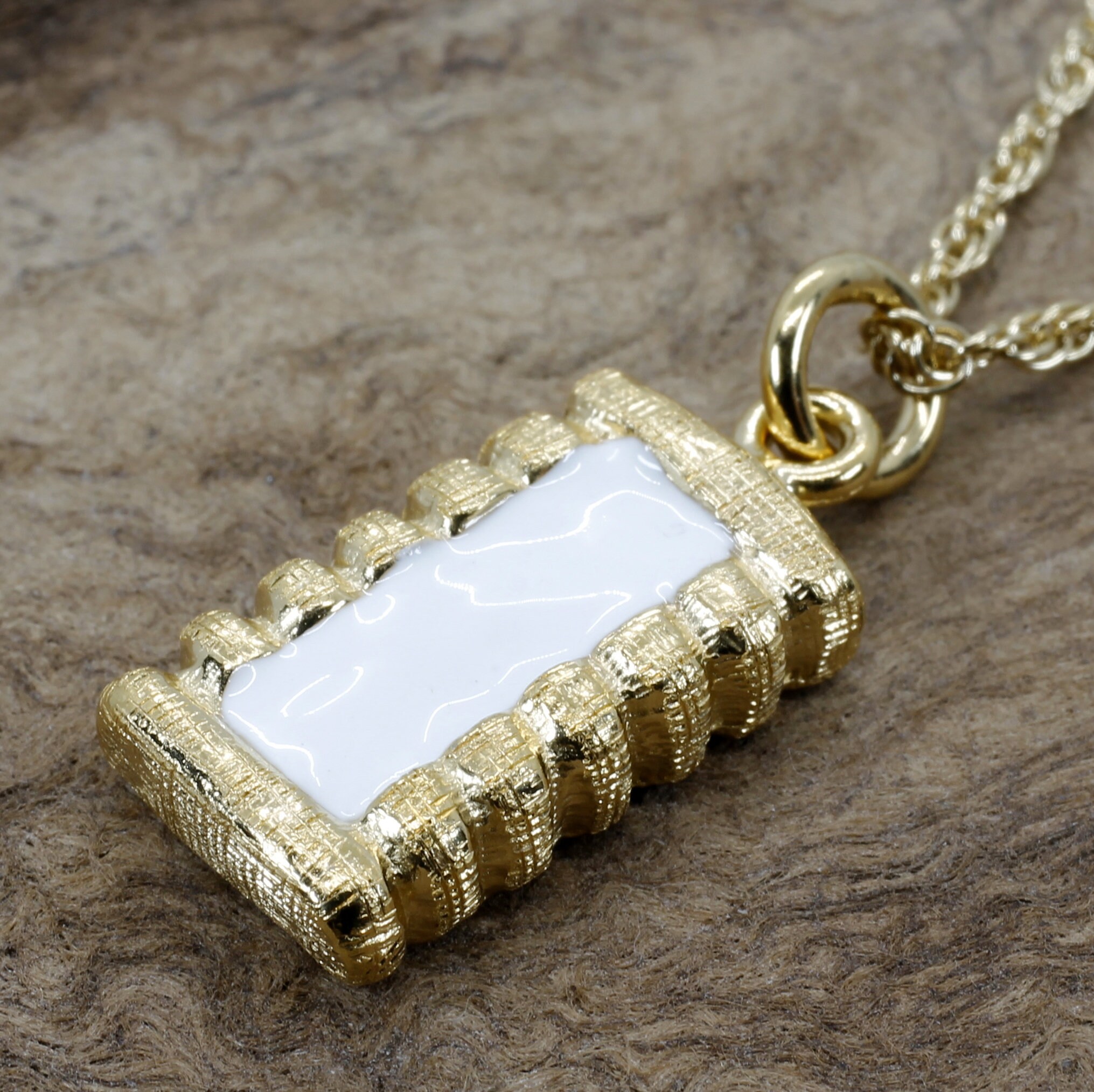 Cotton Bale Locket Necklace in 14kt Gold Vermeil with actual cotton inside 