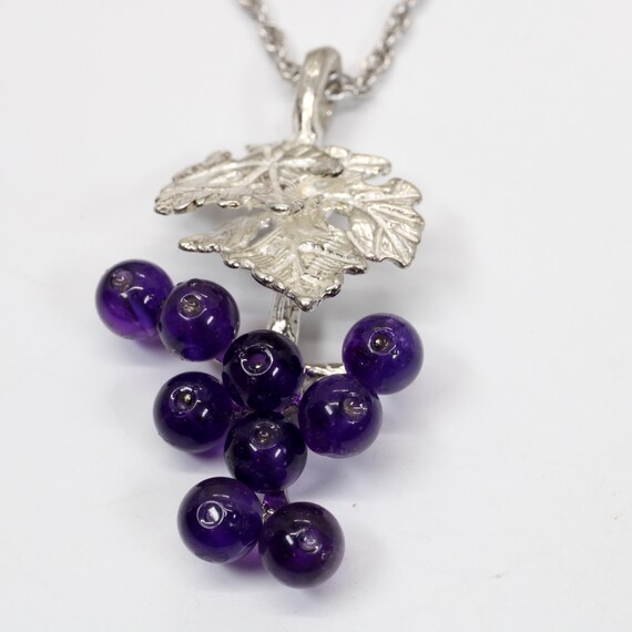 Medium Amethyst Grape Cluster Necklace, Two Leaf Sterling Silver Amethyst  Grape Cluster Necklace, Grape Wine Jewelry Gift for Her - Etsy