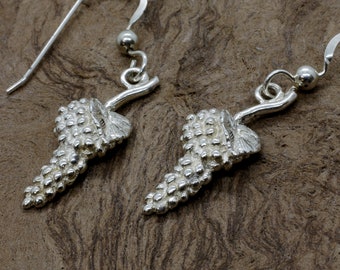 Sterling Silver Grape Petite Earrings, Hooks - Etsy