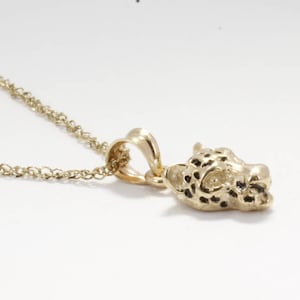 Small Jaguar Head necklace in 14kt Yellow Gold, Tiny Jaguar head necklace gift for her, Gift Mom Gift