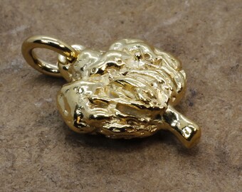 Gouden vermeil katoenbol bedel, cadeau 2e verjaardag