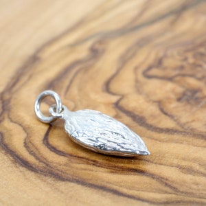 Silver Almond Charm, 925 Sterling Silver Almond Charm in a smaller size for a almond lover, Almond Grower Gift for her