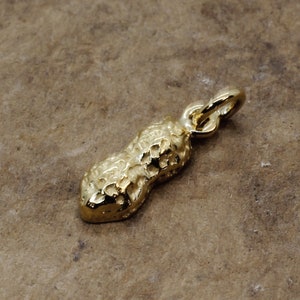 May include: A gold-colored peanut charm pendant. The peanut is detailed with a textured surface.