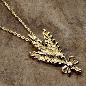 Triple Wheat Head Necklace in 14kt gold vermeil with 18&quot; Chain, Wheat Lover wheat grower gift,Wheat association award, Gift Mom Gift
