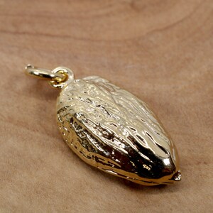 Actual Size 14kt Gold Vermeil Almond Charm for her bracelet, California Almond Grower gift for her,Gift Mom Gift, cooking gift for chef
