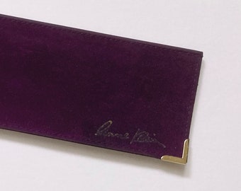 Étui de montre Anne Klein des années 1980 (uniquement), pochette souple, imitation daim, violet/noir, pointes dorées, rangement de bijoux, étui rétro, occasion, vintage
