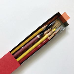 Vintage Art Sketch Pencil & Ruler Set: Handmade Slipcase Box, 1960s-80s Collectibles, Used