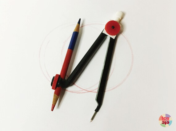 1980s Maped Compass Modern Design Black Red White Art Etsy