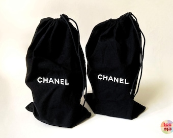 Vintage 1980s Chanel Dust Bags, Lot of 2, 7.5x12.5”, Black, Shoes Jewelry Storage