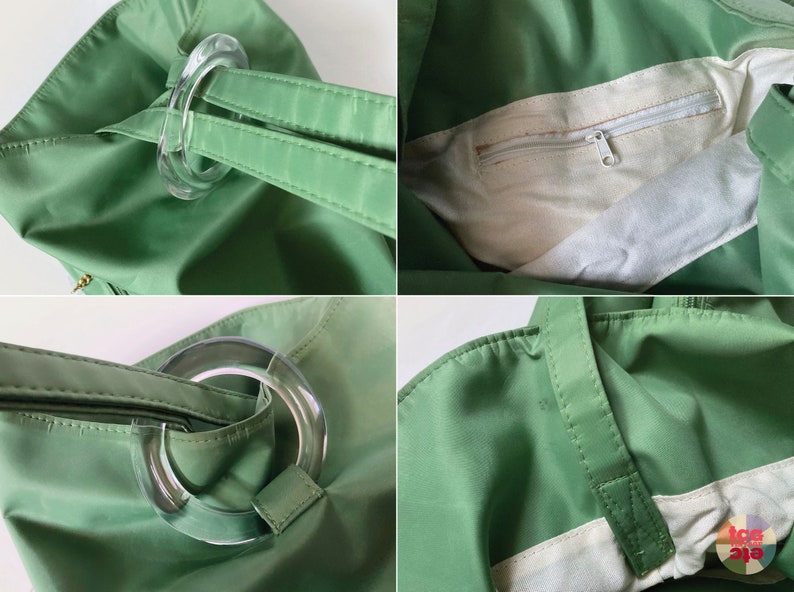 Vintage Green Bucket Bag Nylon Shoulder Bag Lucite Accents Etsy