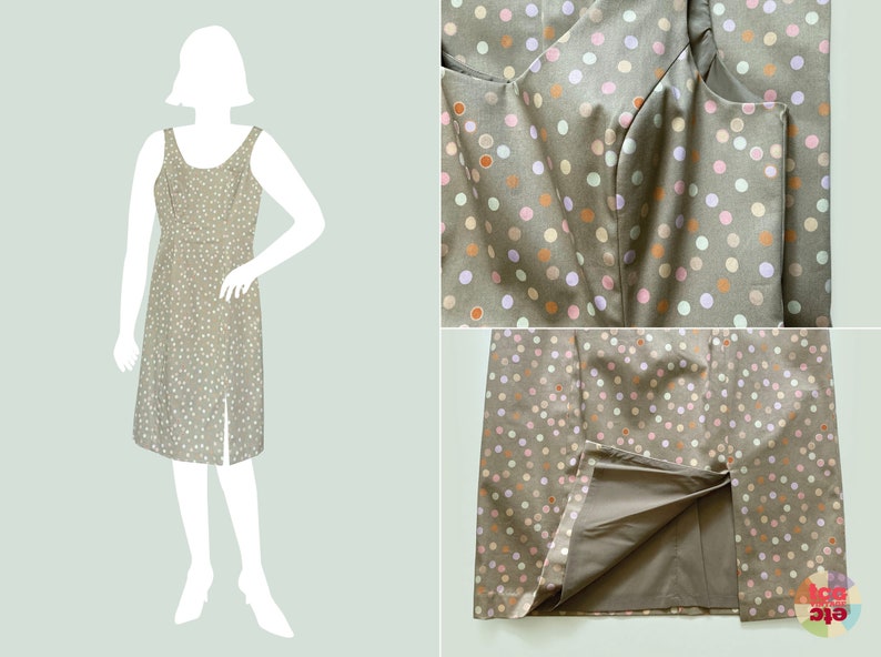 1990s Polka Dot Dress, Designer Gene Meyer, Size 8, Sleeveless, Fully Lined Sheath, Original Tags, Spring/Summer, New Old Stock, Vintage image 4