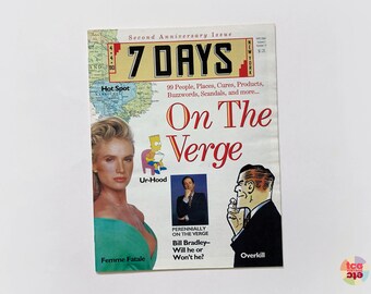 1990 7 Days, Second Anniversary Issue, Out of Print, V3 No 13, Old New York Culture & Politics, Downtown Weekly Magazine, Oversize, Vintage