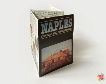 1978 Naples Italy Map, Tourist Map, Naples City + Surroundings, Italian Travel Ephemera, Collectible Map, Italian Souvenir, Used, Vintage