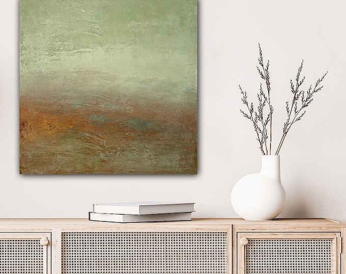 Original Abstract Landscape Painting: Cold Wax & Oil on Birch (24" x 24")