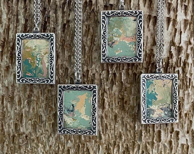 Handpainted Pendant Necklace, Art Jewelry Necklace, Pendant with Original Art