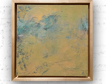 Textured Abstract Painting: Cold Wax & Oil on Maple, 10x10