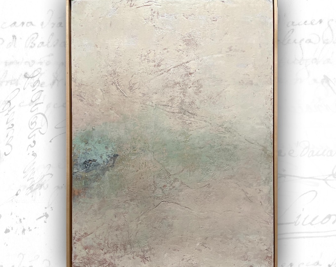 Framed Abstract Landscape Painting: Cold Wax & Oil on Birch (18x24)