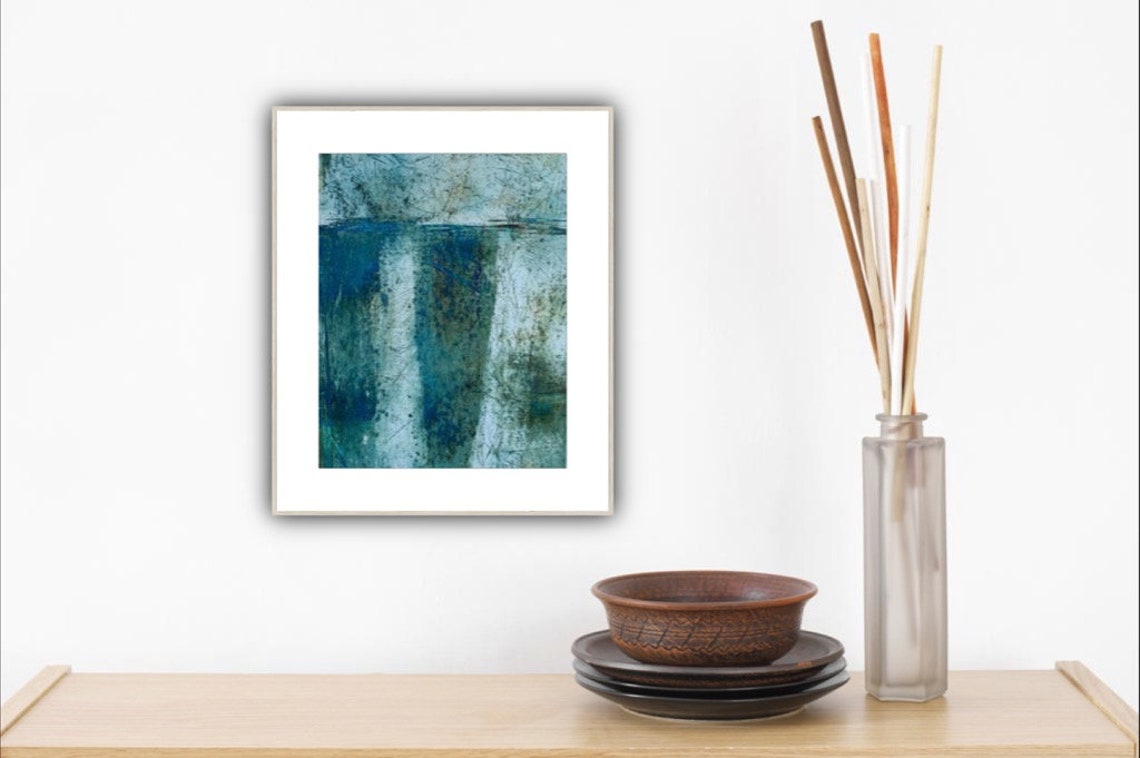Abstract Painting of Blue and Green Landscape Original Etsy