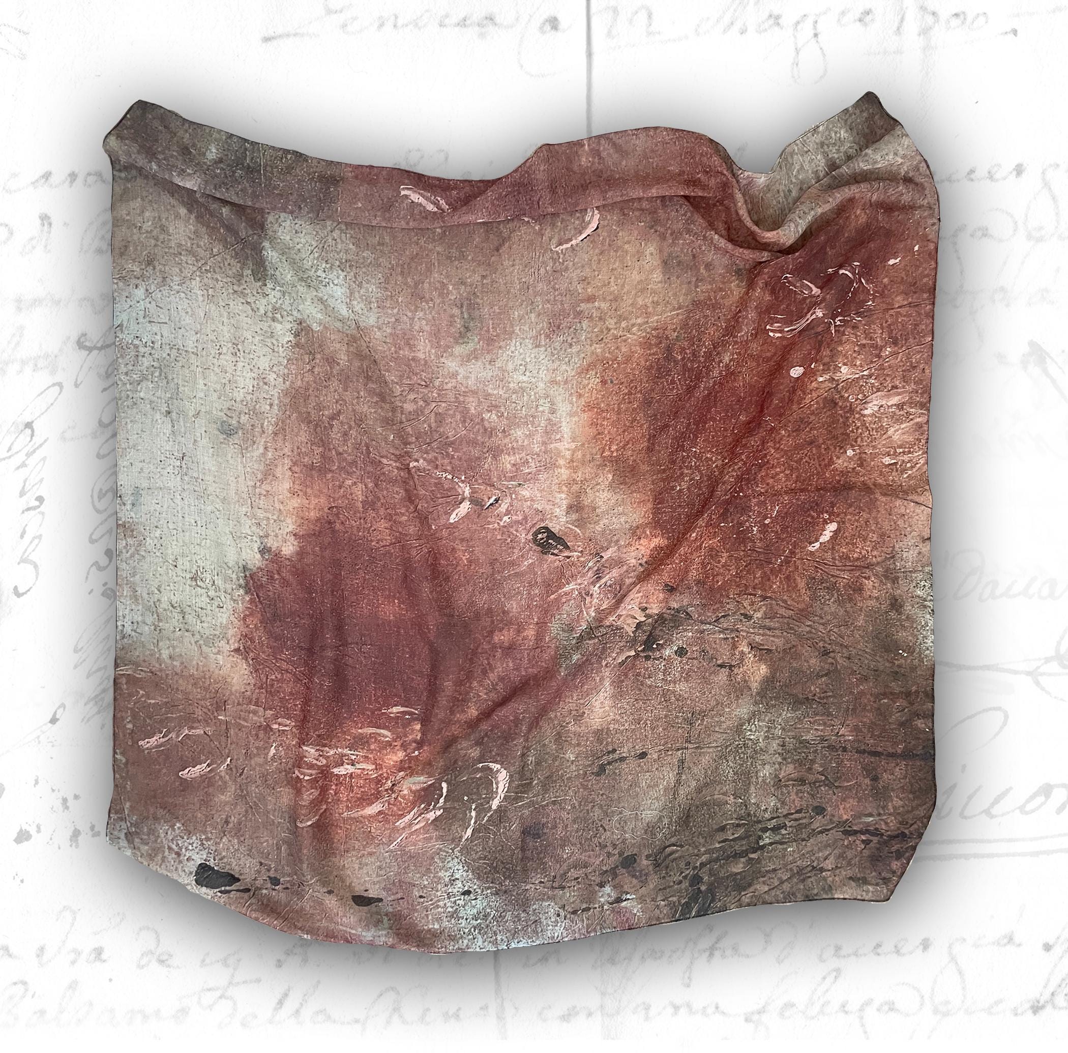Square Polyester Art Scarf, Polyester Scarf in Rust, 37 square art scarf