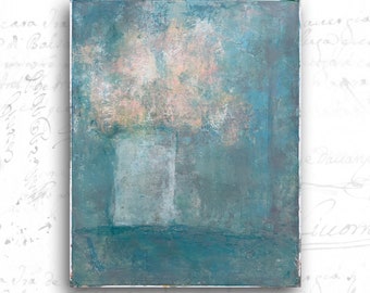 Unframed Original Painting of Abstract Flowers, Unframed Original Floral Painting, Cold Wax and Oil Painting on Paper