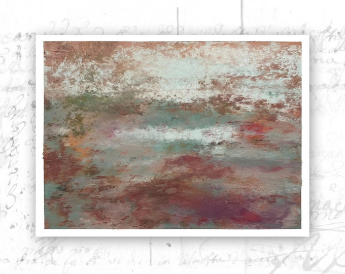 Abstract Landscape Painting with Pink, Original Landscape Painting, Unframed Original Painting, Cold Wax and Oil Painting
