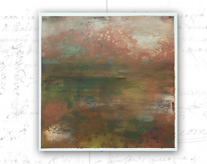 Unframed Abstract Painting of Sunset, Unframed Painting of Landscape in Cold Wax and Oil, Landscape Painting on  Paper