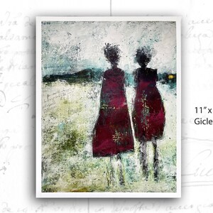 Sisterhood Giclee Print: Walt Whitman Quote, Female Figure Art (11&quot; x 14&quot;)