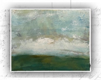 Original Cold Wax Landscape Painting: Rural Art (14x11)