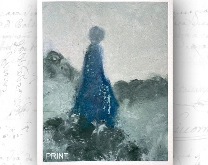 Fine Art Print of Woman in Blue, Giclée Print of Original Female FormPainting, Unframed Fine Art Print