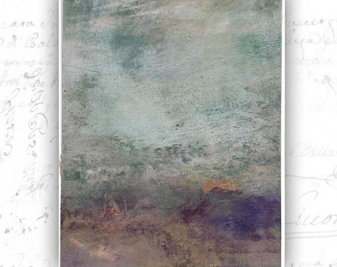 Abstract Landscape Painting with Lavender, Cold Wax and Oil Landscape (8 x 10)
