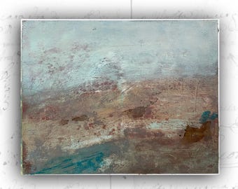 Original Painting of River Scene, Unframed Painting in Cold Wax and Oil, Unframed Landscape Painting