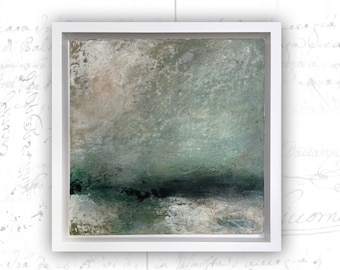 Abstract Painting of Subtle Landscape, Framed Accent Art, Cold Wax Painting, Original Home Decor Painting