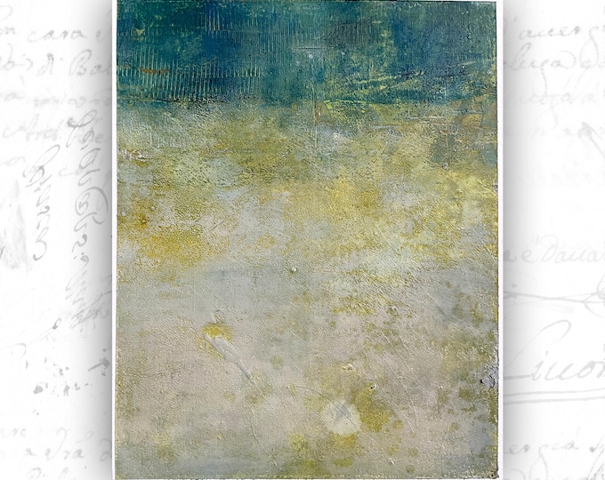 Abstract Landscape Painting with Forest, Unframed Original Paintings, Cold Wax and Oil Landscape