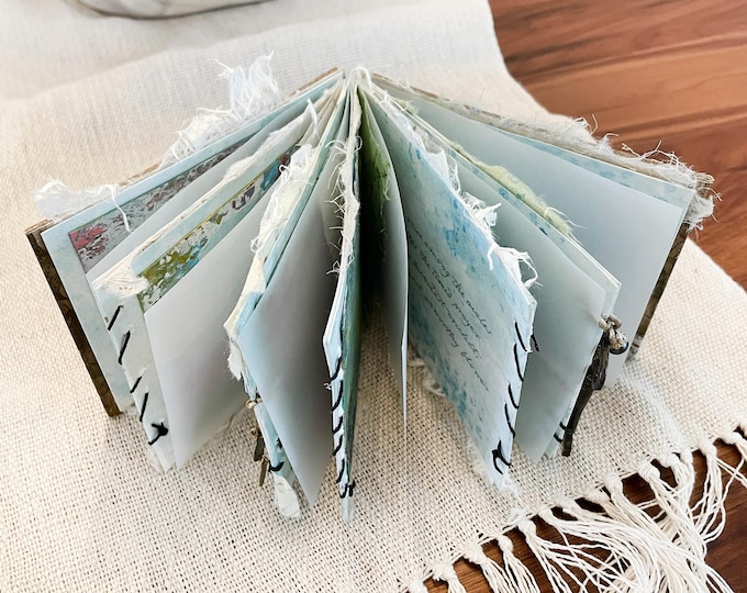 Handmade Poetry Book with Dickinson Nature Poem, Handpainted Art Book with Poetry, Poetry Gift, Handmade Gifts for Poetry Lovers