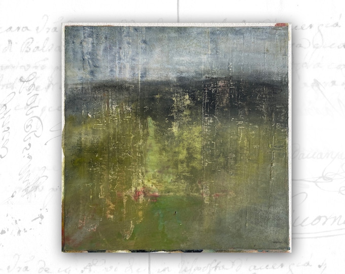 Abstract Painting of Landscape, Unframed Painting of Landscape in Cold Wax and Oil, Unframed Cold Wax Painting of Landscape