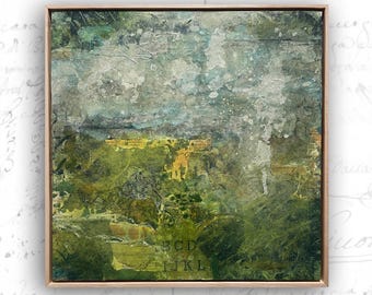 Abstract Collage Painting: Original Mixed Media Abstract Art (16x16)