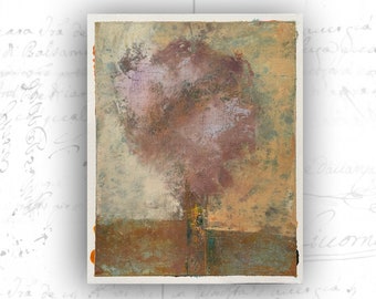 Impressionist Tree Painting: Cold Wax & Oil Art (8x10 Unframed)