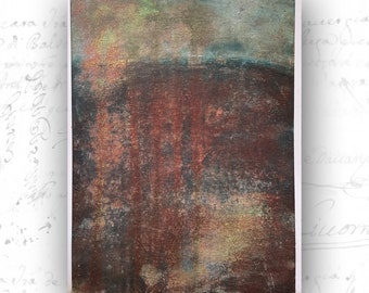 Original Painting of Sunset Landscape — Cold Wax and Oil Painting on Archival Paper
