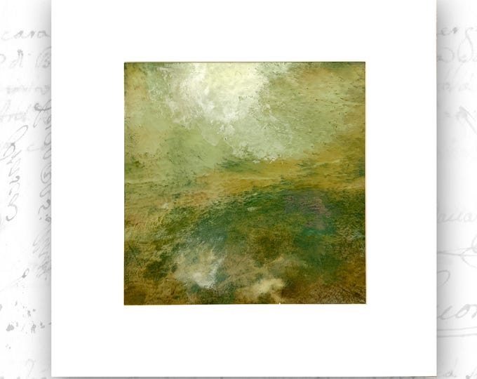 Abstract Spring Painting: Cold Wax & Oil Art (8x8 with 12" Mat)