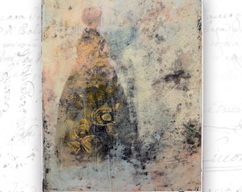 Abstract Figure Painting with Full Skirts, Cold Wax and Oil Figure Art (8 x 10)