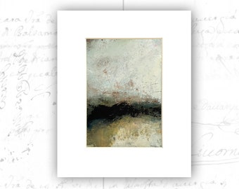 Unframed Abstract Landscape in Earth Tones, Cold Wax and Oil Landscape on Paper