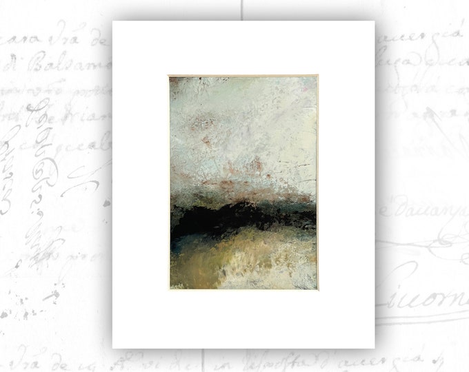Unframed Abstract Landscape in Earth Tones, Cold Wax and Oil Landscape on Paper