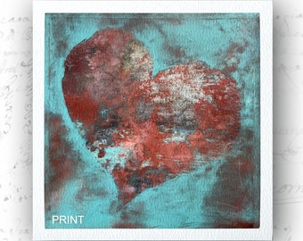 Fine Art Print of Abstract Heart, Giclée Print of Original Heart Painting, Unframed Fine Art Print