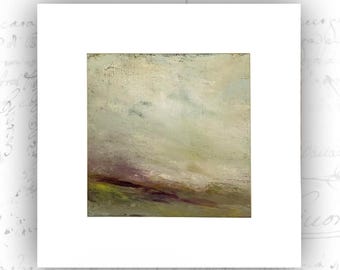 Unframed Abstract Painting of Pastel Landscape, Cold Wax and Oil Painting with Mat, Unframed Original Painting