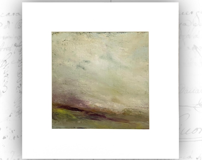 Unframed Abstract Painting of Pastel Landscape, Cold Wax and Oil Painting with Mat, Unframed Original Painting